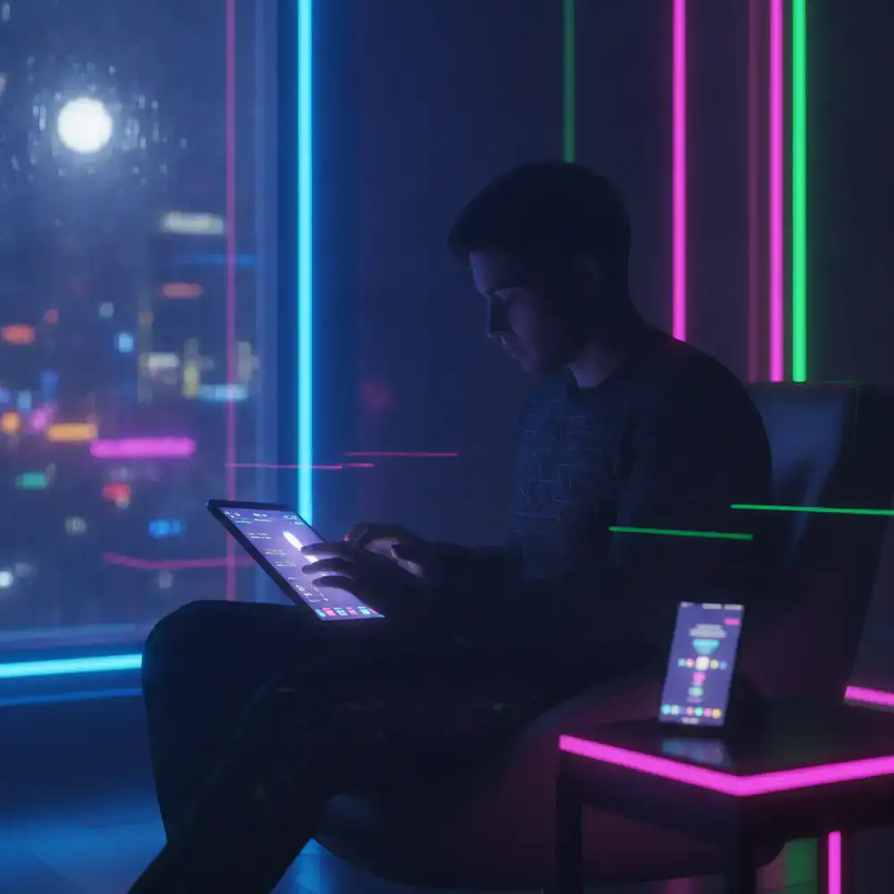 Person enjoying mobile activities on a smart device